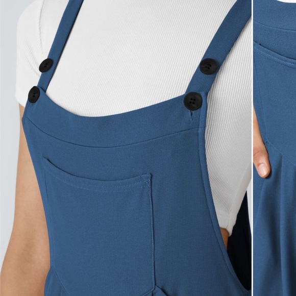 Reserved 
Halara Blue wide leg Overalls jumpsuit Adjustable Strap Button - Picture 9 of 10